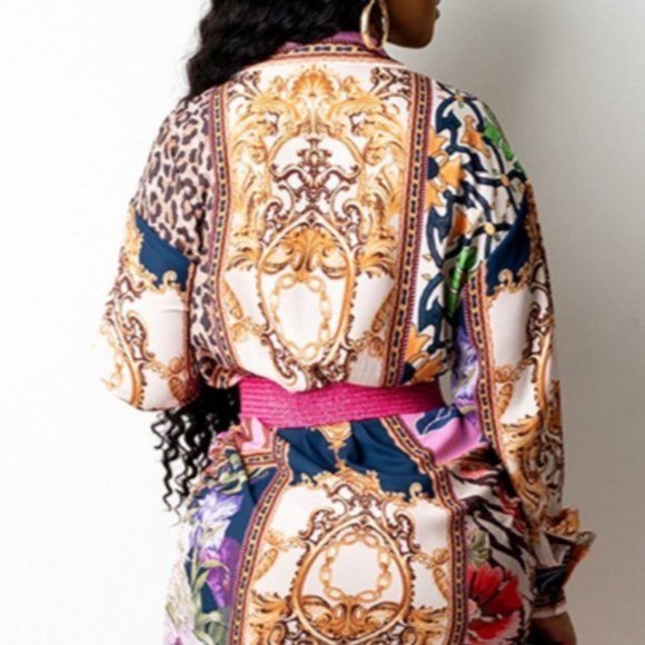 Elaine LeFleur: Animal Print Button Up Down MultiColor Blouse - Picture 4 of 7